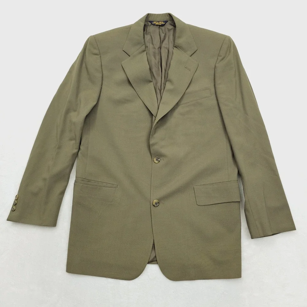 Brooks Brothers Blazer Mens (39R) 40R Olive Green Brooksease 3 Button Sport Coat